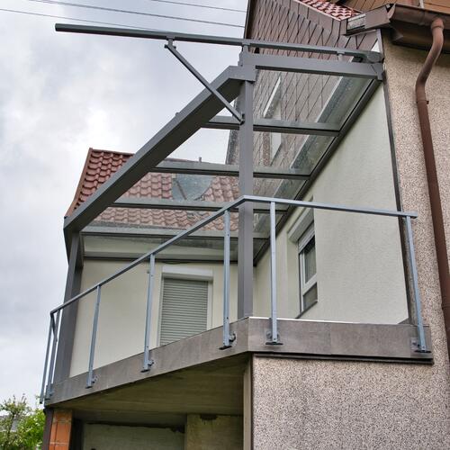 Glasdach mit Gehrung